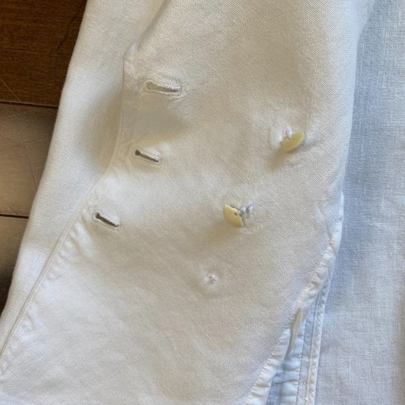 Theory Shawl Collar Double-Breasted Integrate White Linen Blazer Jacket Ladies 2 - Picture 5 of 11